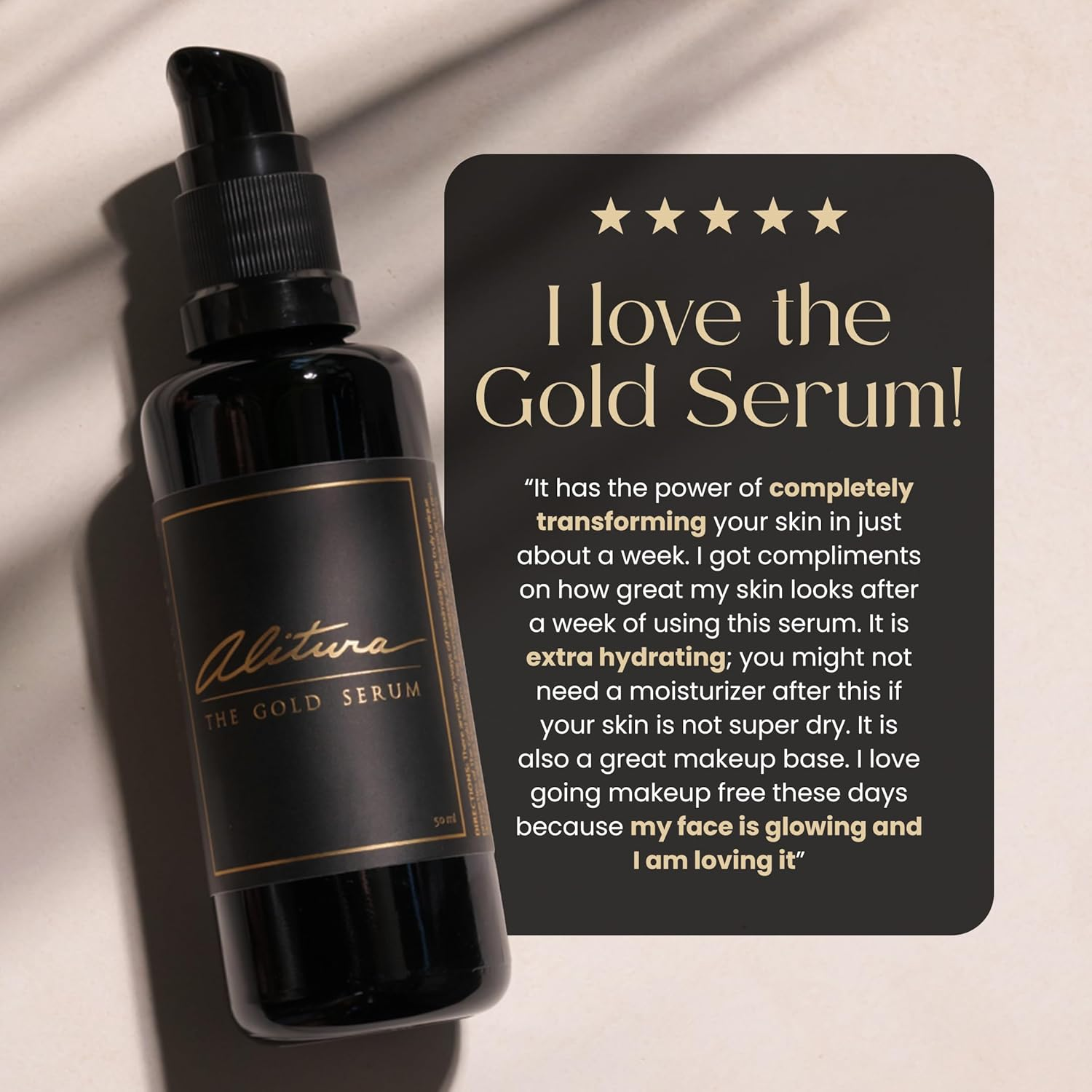 Alitura Naturals New Gold Serum for Face and Skin with Collagen - the Best All Natural & Organic Anti-Ageing Retinol Moisturiser Cream with Hyaluronic Acid for All Skin Types- 50Ml image number 5
