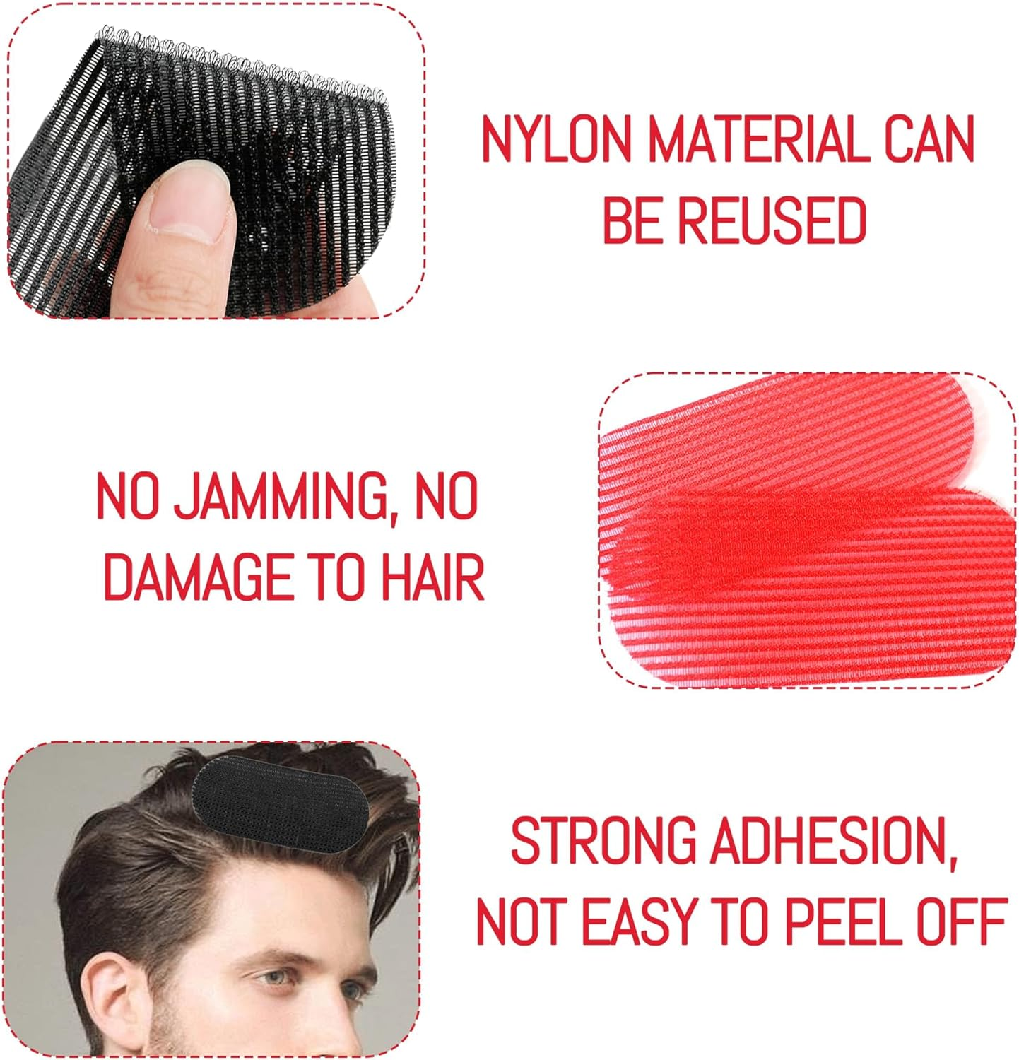 Pack of 16 Hair Holders Hair Fringe Stickers Hair Grippers Barber Pads Non-Slip Hair Grip Hair Clips Hair Cutting Hair Divider Hairdressing Cape for Men and Women Hair Holder (Black Red) image number 2