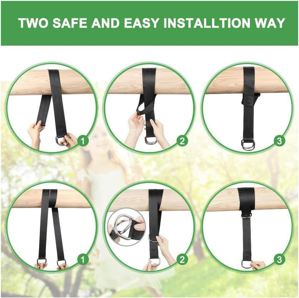 Tree Swing Straps, 2 PCS Hanging Kit 5Ft Straps Holds 2200 Lbs with 2 Safer Lock Snaps Perfect for Swing Seat, Plank, Hammock image number 2