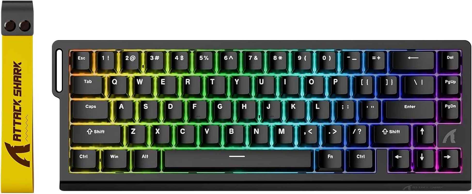 ATTACK SHARK X68 HE 8000Hz Rapid Trigger Keyboard, 0.01 Mm RT Accuracy, Wired RGB 60% Gaming Keyboard with Magnetic Switches, Adjustable Actuation, Snap Tap, for Pc/Mac (Blackline)