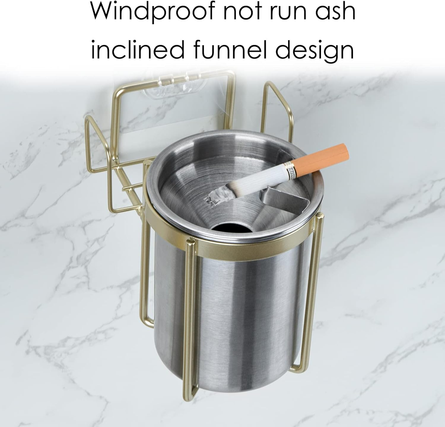 Wall-Mounted Stainless Steel Cigarette Ashtray, Smoking Ashtray for Toilet Smokers, Windproof Ash Tray for Bathroom Living Room Hotel Compartment