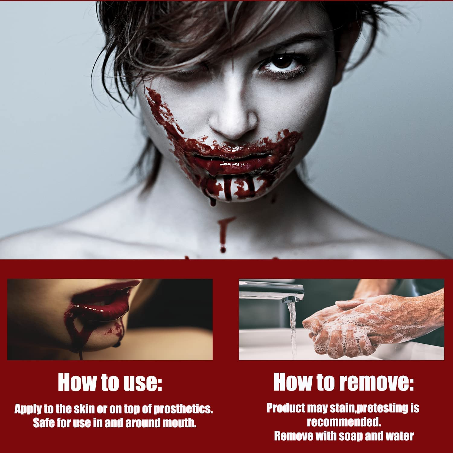 VIOLA HOUSE Halloween Fake Blood Makeup Coagulated Blood,Professional Realistic Fake Blood Special Effect for Halloween Stage Dress up Cosplay Theater SFX Makeup(50G/1.76Oz) image number 5