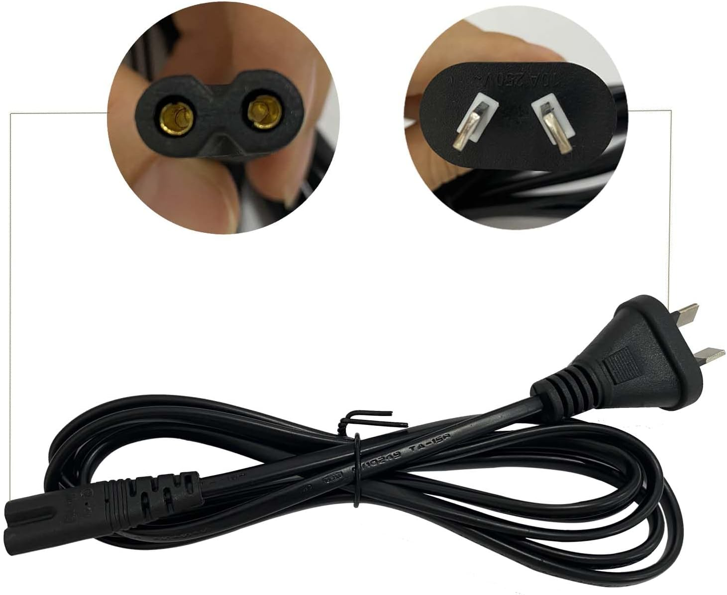 2M 2 Pin Core Figure 8 IEC-C7 AC Power Cord Cable Lead AU Plug (6.56Ft) Notebook, Laptop, Monitor, Camera, Charger, Printer, PS5,PS4 Etc (Black) image number 2