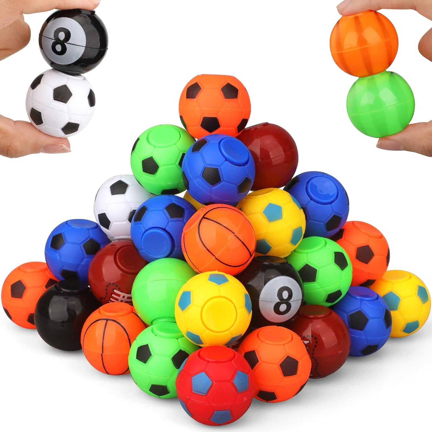 Soccer Party Favors for Kids 4-8 8-12, 36 Pack Fidget Spinner Basketball Balls Goodie Bag Stuffers Treasure Box Toys for Classroom Return Gifts for Kids Easter Party Favors Supplies image number 5