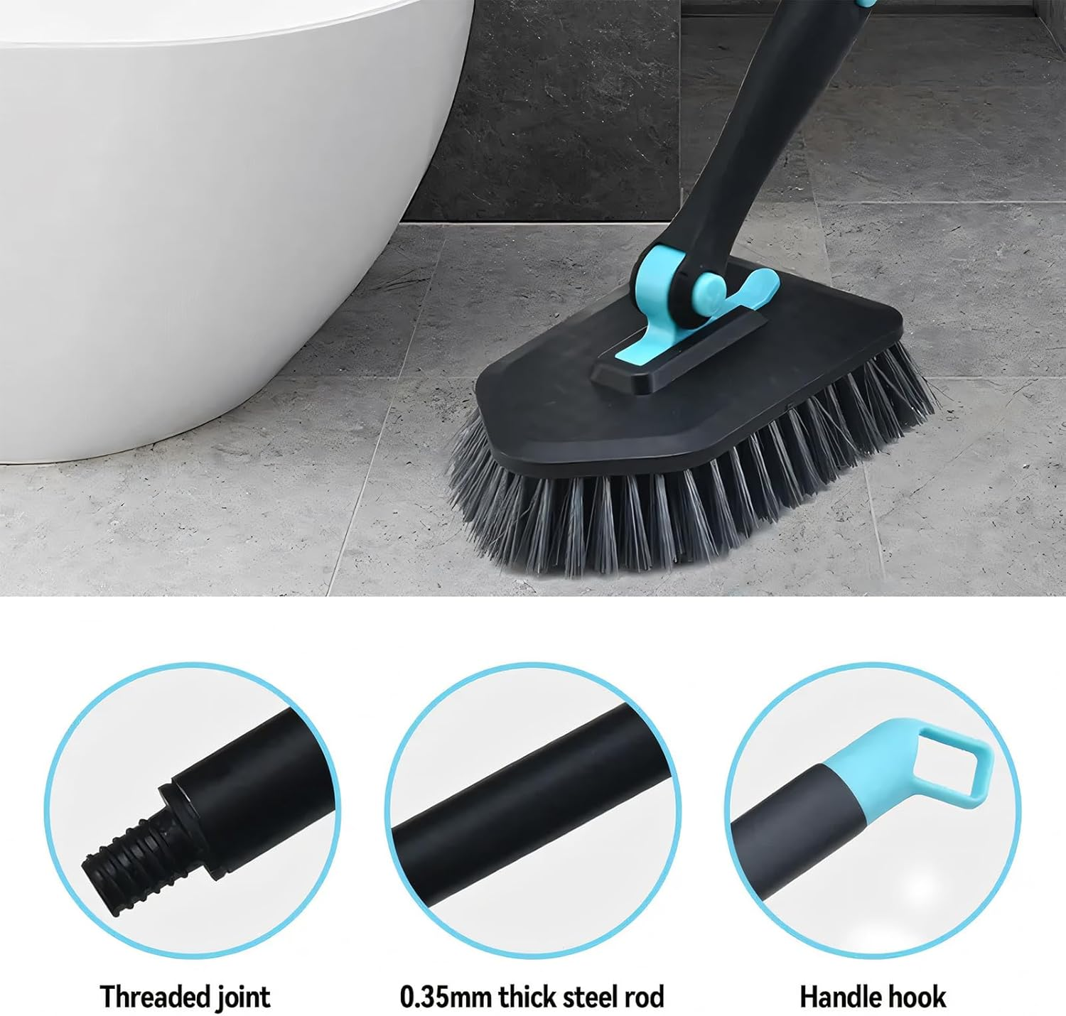 Woobroo Shower Cleaning Brush, Black, 10623 Cm image number 3