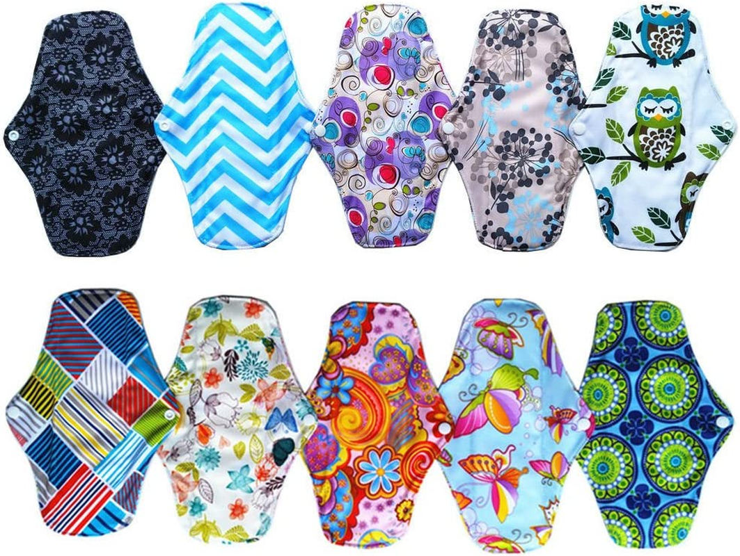 10Pieces 10Inch Reusable Washable Menstraul Pads Sanitary Pads