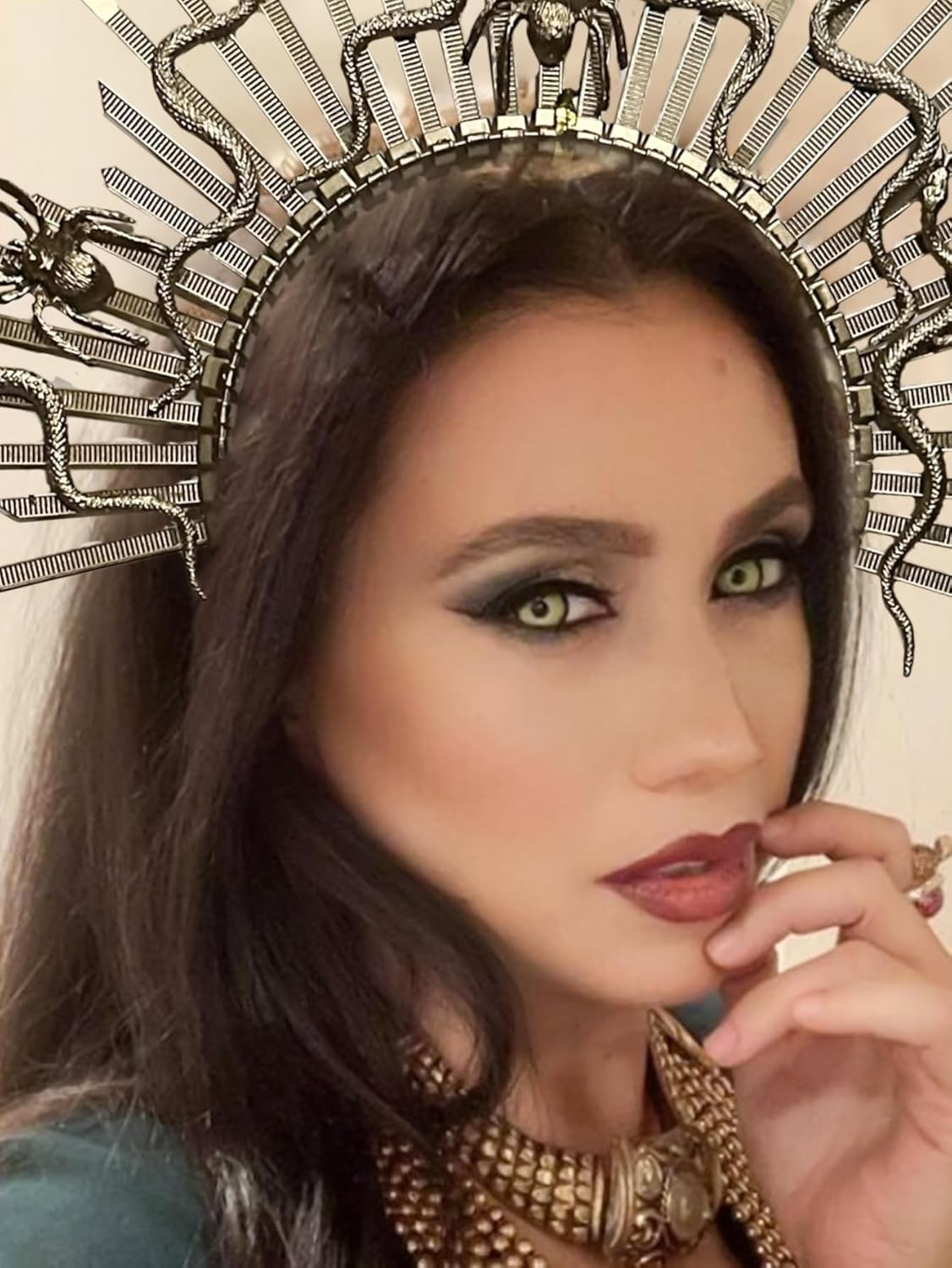 Jevenis Punk Medusa Headpiece Medusa Crown Punk Snake Headband Medusa Costume Accessories Goddess Costume image number 5