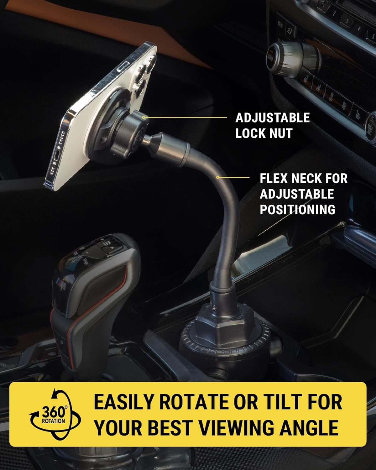 Scosche Magicmount&trade; SMSCUP Magnetic Cup Holder Phone Mount with Adjustable Gooseneck and Magnet Head, Magsafe Phone Holder for Car Compatible with Iphone 16 15 14 13 12 Series, Mag Safe Case & Android image number 2