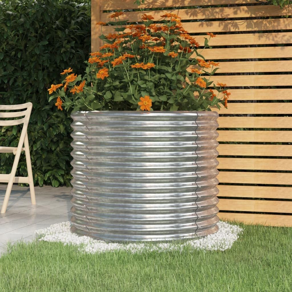 Round Shape Garden Planter Powder-Coated Steel 80X80X68 Cm Silver image number 2