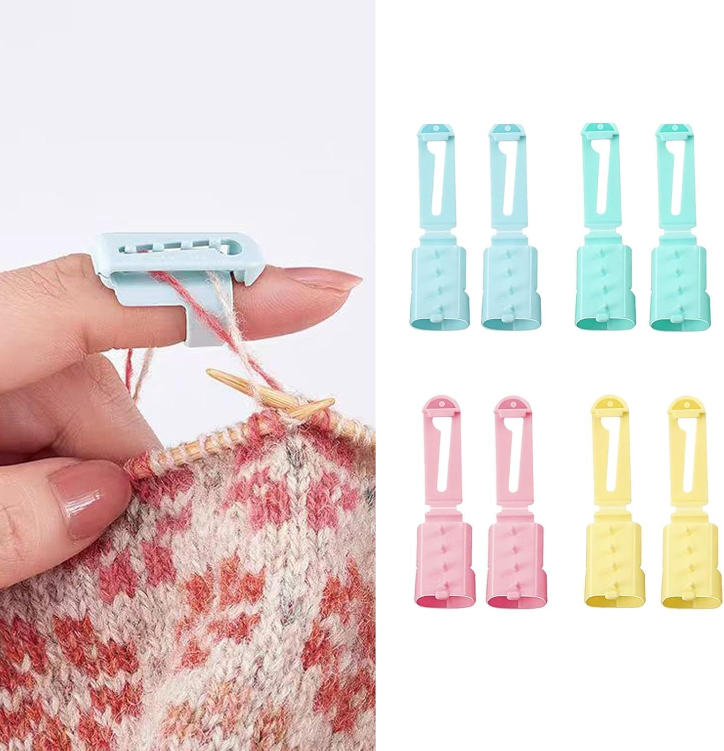 Plastic Weaving Cream Thread Guide, 8Pcs Yarn Guide Finger Holder Knitting Thimble Tool Plastic Yarn Guide,Yarn Guide Finger Holder Knitting Thimble Tool,Plastic Yarn Guide Separated Yarns Tools image number 6