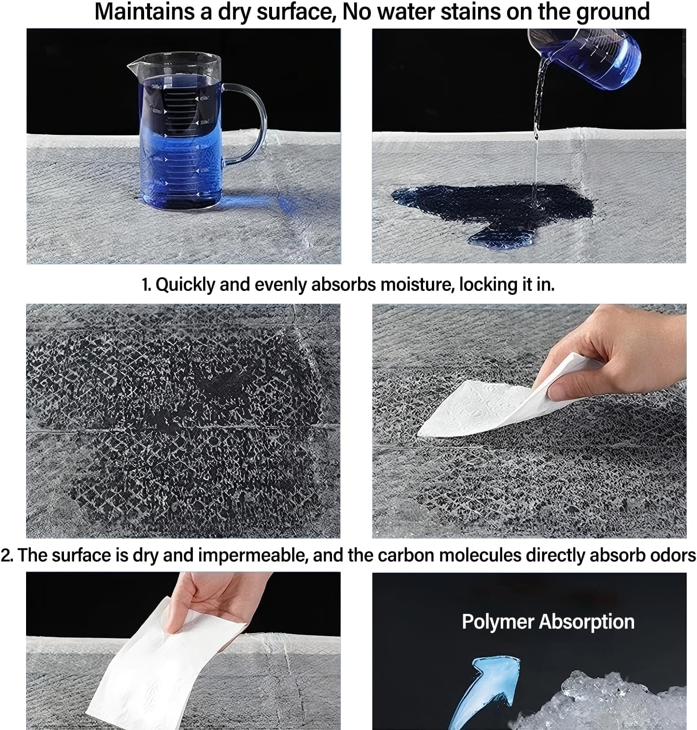 Puppy Pads 50 Packs - 45X60 Cm Large, Bamboo Charocoal Dog Pee Training Pads, Charcoal Odor-Control Puppy Pads with Leak-Proof Quick-Dry Design, Super Absorbent for Dogs Puppies, Doggie, Rabbits, Cats image number 2