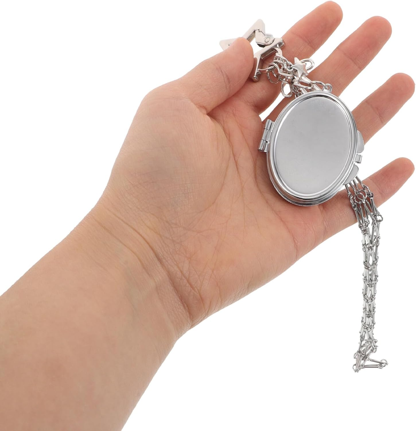 LIFKOME Stainless Steel Mesh Pocket Pendant Lipstick Wallet Handbag Keychain Lady Bag Keyrings Lightweight Lip Gloss Holder Girl'S Bag Pendant Keyrings for Women Silver image number 1