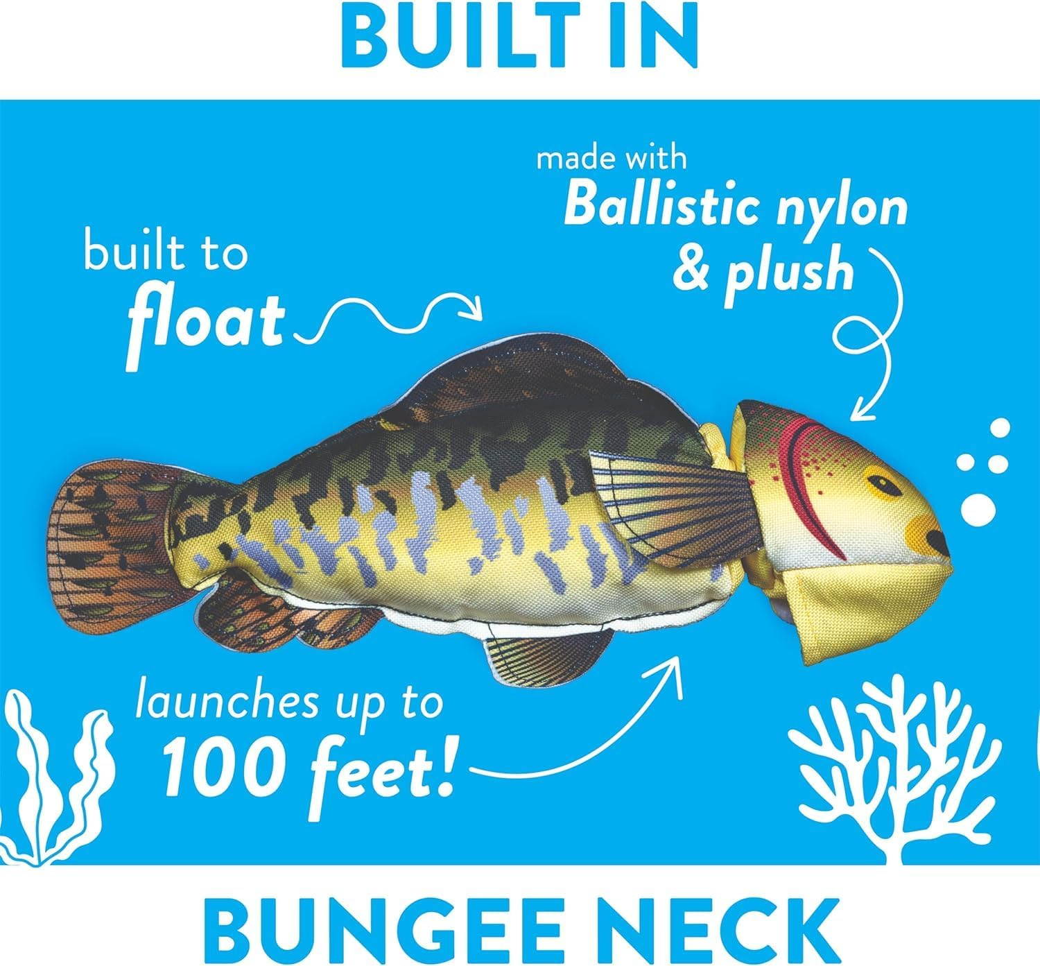 Spunky Pup Fly and Fetch Fish Squeak Dog Toy image number 2