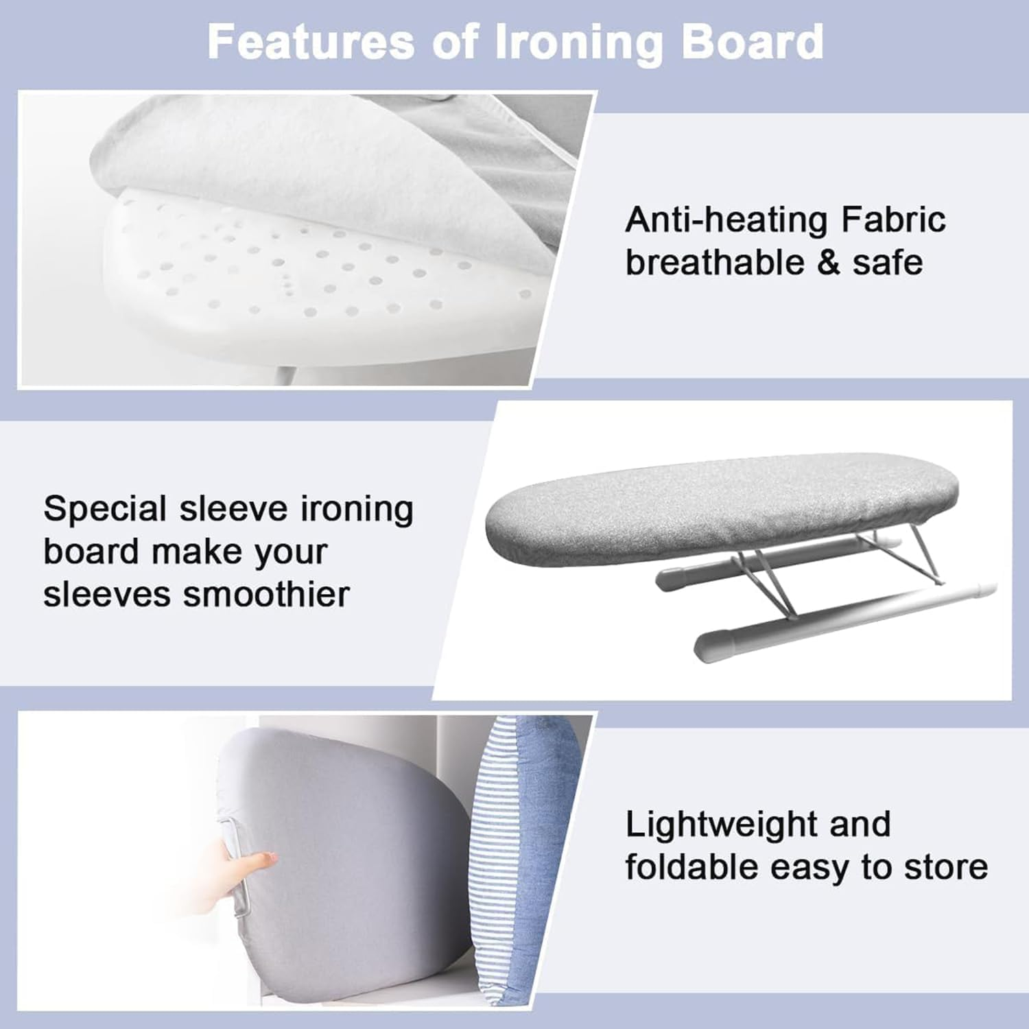 Countertop Ironing Board, Foldable Ironing Board with Ironing Rest,Portable Sleeve Ironing Table Top Mini Space Saving Ironing Station Covert-Leg Heat Resistance Pad for Laundry Travel Dorm Home image number 4