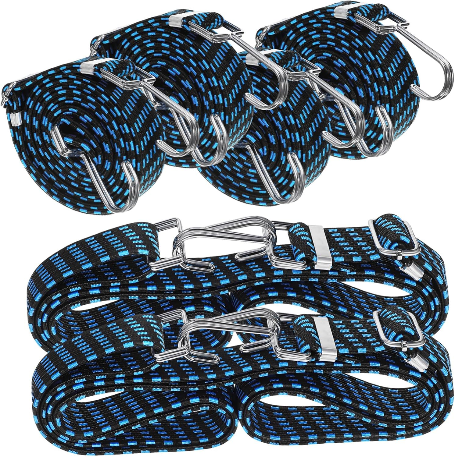 Amosfun 6 Pcs Adjustable Bungee Cords with Metal Hooks Heavy Duty Elastic Straps Long for Securing Luggage Camping Gear Travel Outdoor Use image number 5