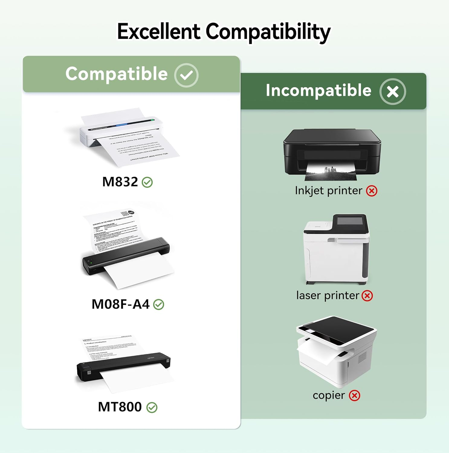 100 Sheets Phomemo Thermal Paper, A4 Fold Paper, Advance Thermal Printing, Compatible with M08F M832 M833 M835 M834 Portable Printer image number 5