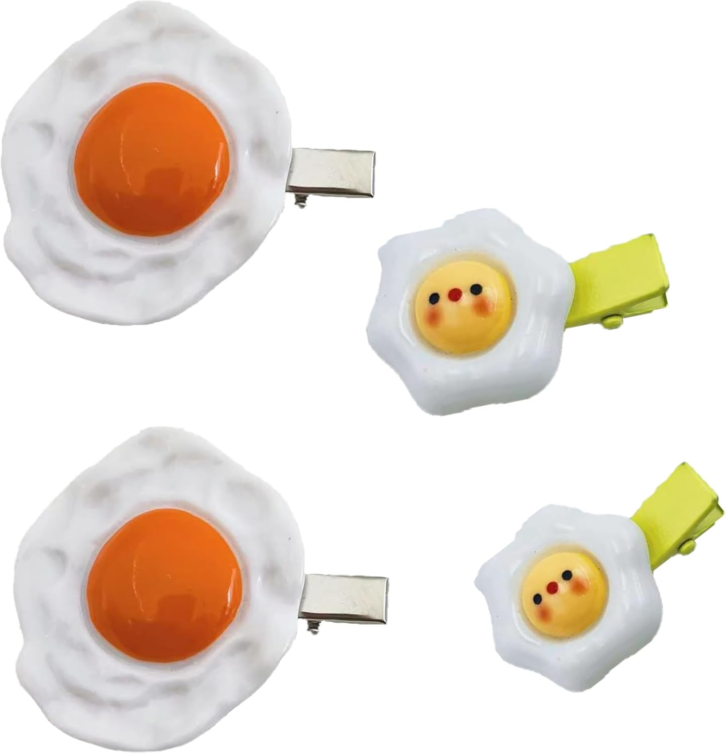 4PCS Cute Poached Egg Hair Clips Egg Yolk Barrettes Non-Slip Hairpins Food Barrettes Pins Novelty Fried Egg Hairpin Hair Barrettes for Women
