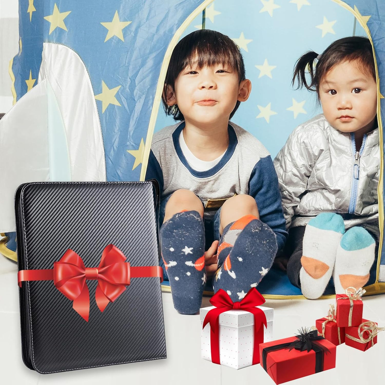 4 Pocket Trading Card Binder Fits 400 Cards, Waterproof 3-Ring Card Collector Album Expandable Card Holder Card Book with 50 Sleeves for Standard Size Cards Sports Cards Gaming Cards Baseball Cards image number 5