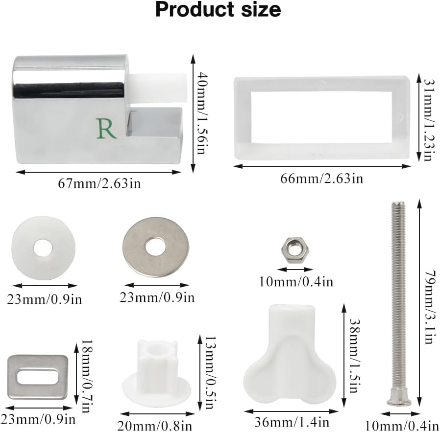 Toilet Seat Hinges Replacement Set, Metal Alloy, Soft Close, Universal Fit, Left & Right image number 1