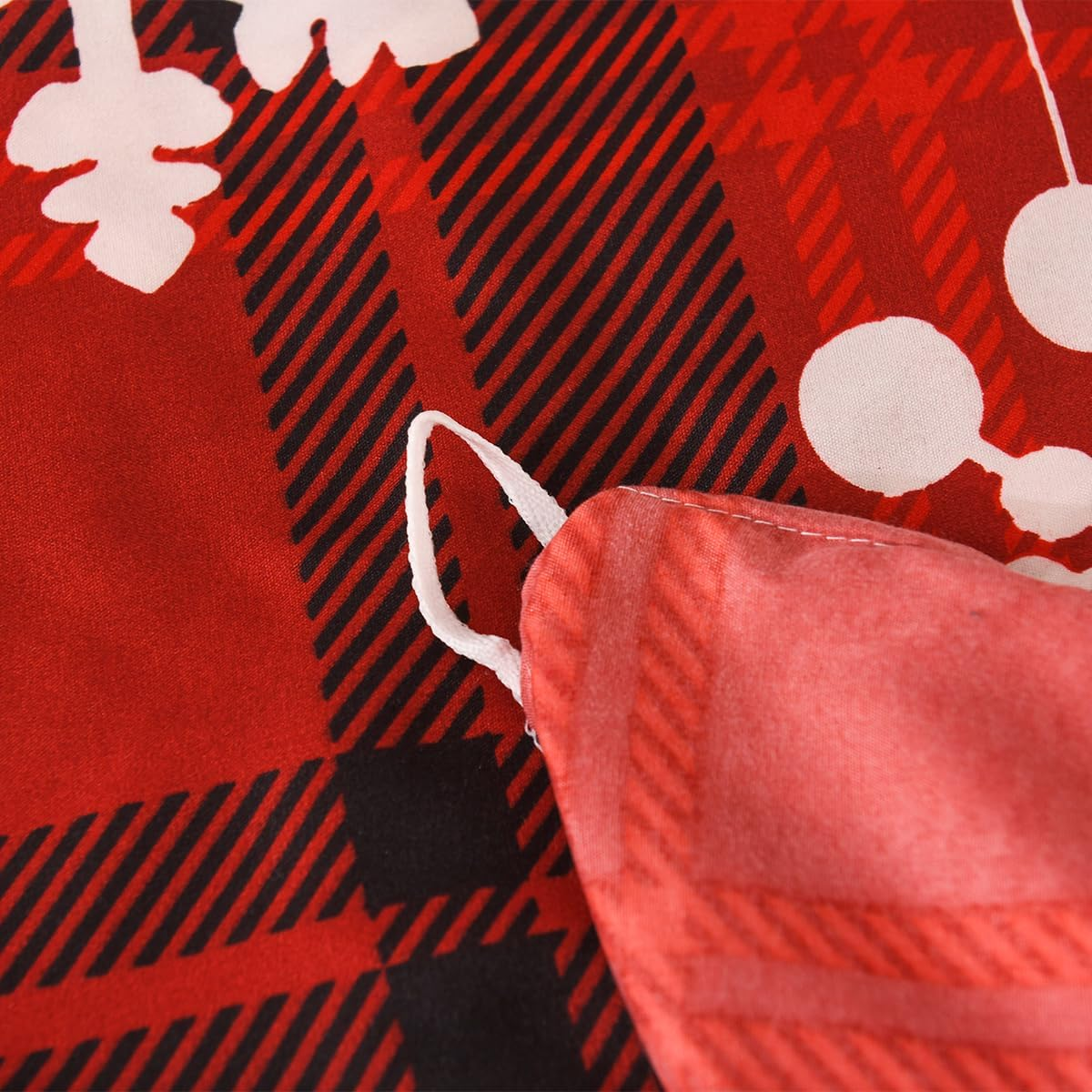 Mengersi Christmas Duvet Cover Set Queen Size,Christmas Tree Snowflake Duvet Cover Check Printed Christmas Plaid Duvet Cover Comforter Cover Set for New Year Holidy Xmas Gifts image number 7