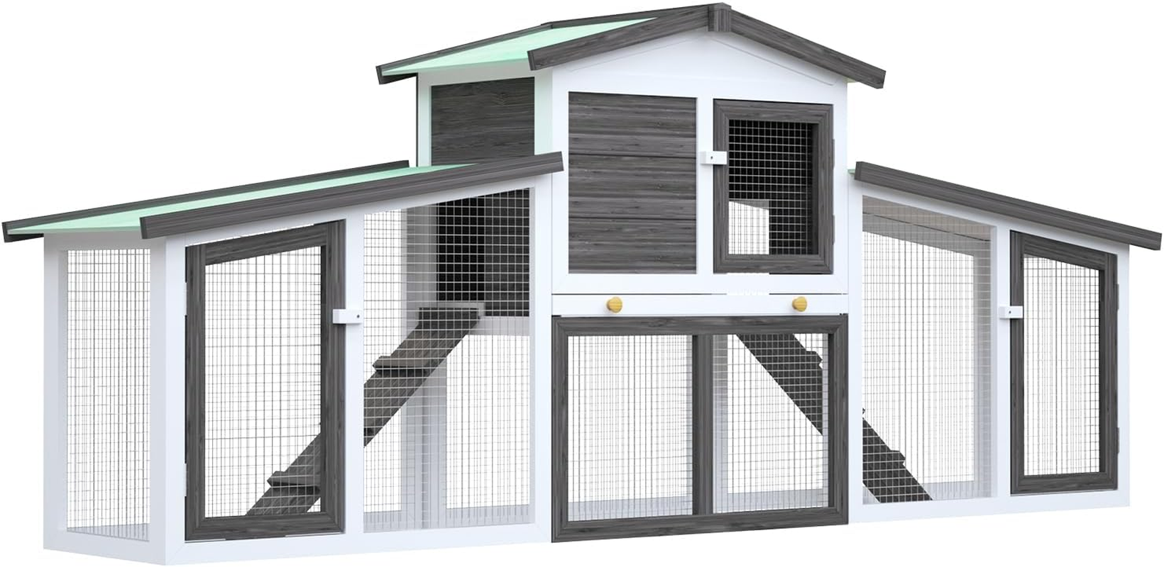 Oppsbuy Rabbit Hutch Chicken Coop Guinea Pig Cage Pet House for Small Animals 204X35X85Cm image number 1