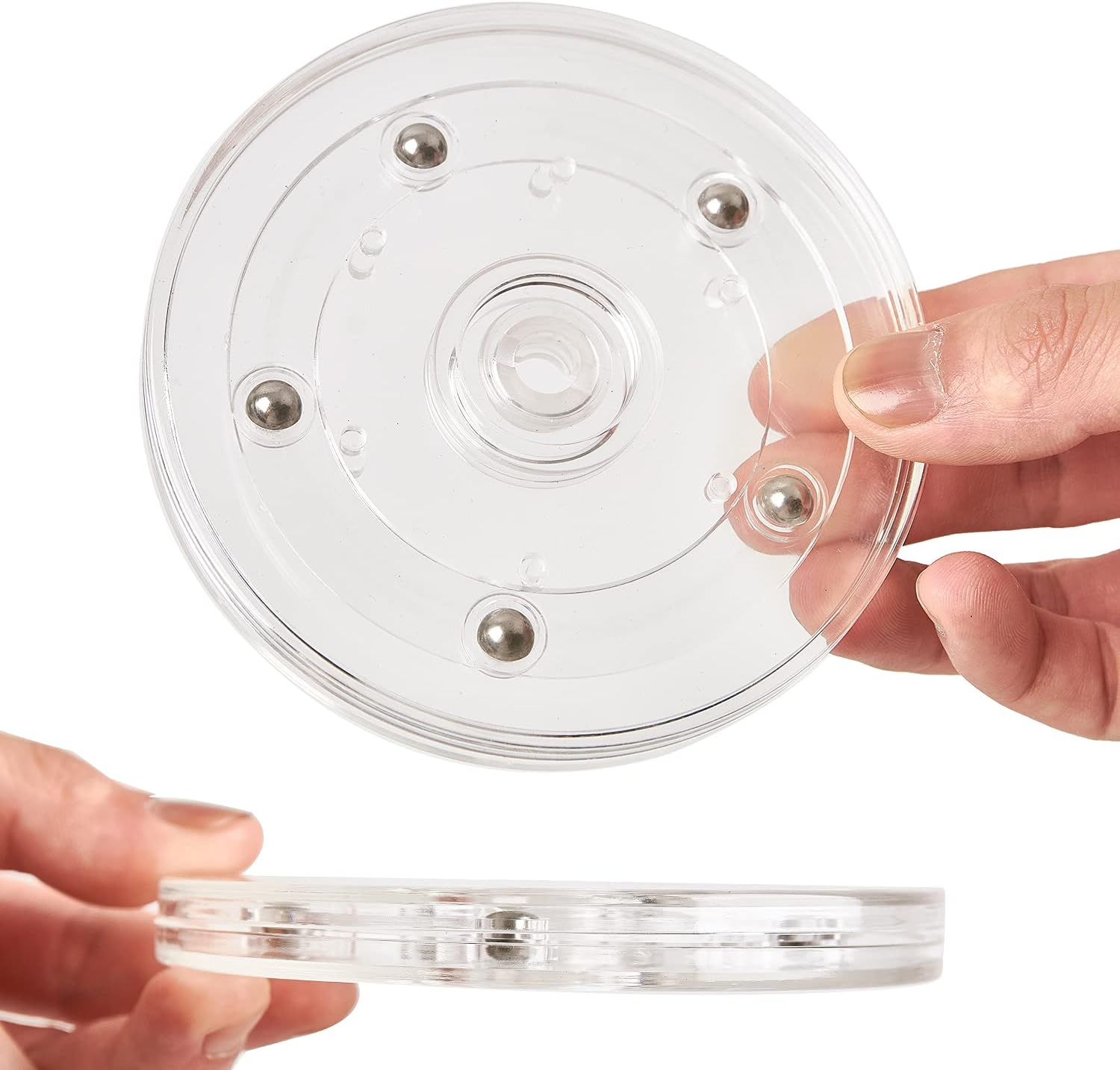 2 Pack 4" Lazy Susan Turntable Acrylic Ball Bearing Rotating Tray for Spice Rack Table Cake Kitchen Pantry Decorating TV Laptop Computer Monitor image number 6