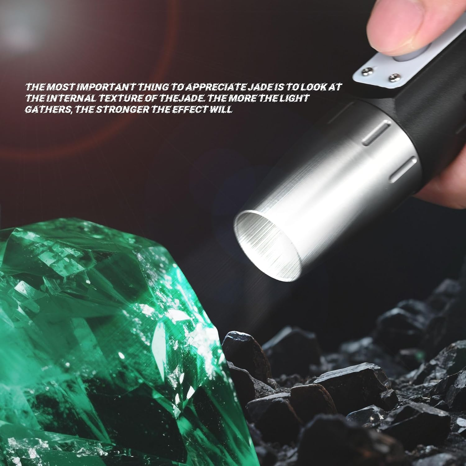 Lumirio Gemstones UV Flashlight, Super Bright Gem Tester for All Stones, Rechargeable Jade Jewelry Test Light, Yellow White UV 365Nm 395Nm Flashlight for Gem Stones Wooden Jewelry image number 3