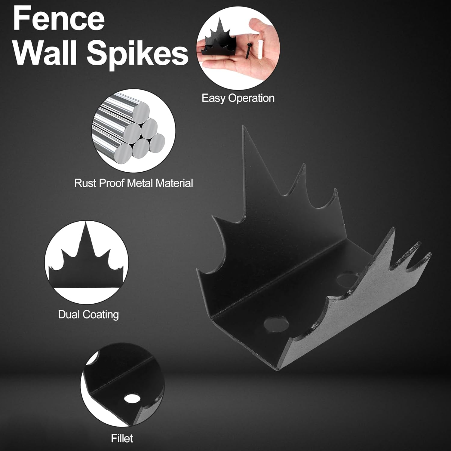 12Pcs Fence Wall Spike Metal Anti-Climb Fence Security Spike with Screw Rust-Proof Intruder Deterrent Spike Sturdy Home Safety Spike for Outdoor Fence Wall ZHAZHAMO image number 1