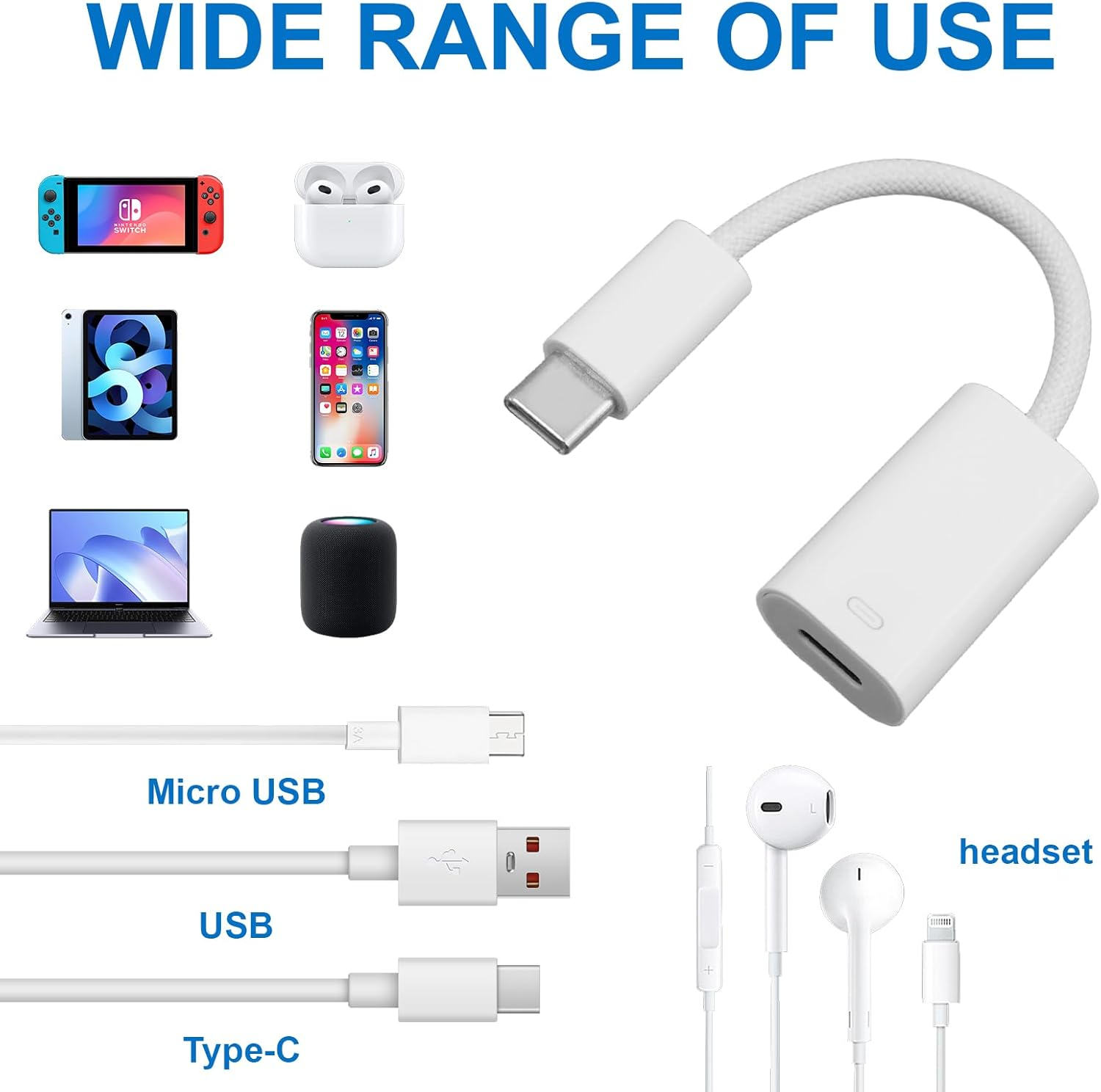 Bushhaven USB C to Lightning Adapter, 3-In-1 Type-C Male to Lightning Female Converter with Phone 16/15/14/13/12, Ipad Pro/Air, Macbook & More, Design for Travel, Work & Daily Use image number 6