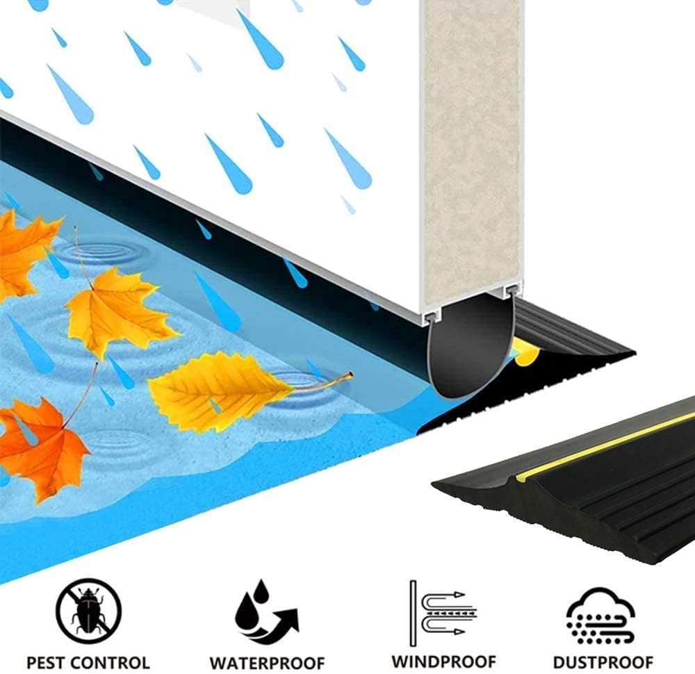 Universal Garage Door Seal, 6M Garage Door Threshold Seal Strip, Door Weather Stripping Bottom Replacement Rubber, Not Include Adhesive/Sealant (20 FT) image number 1