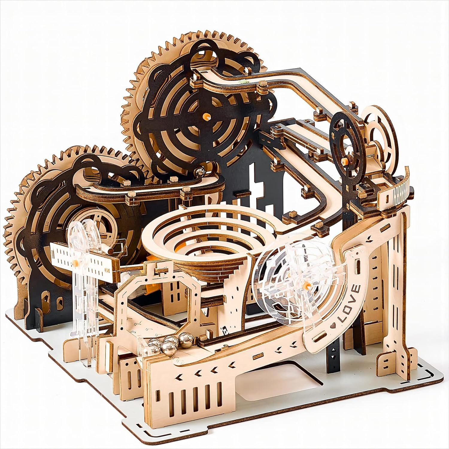 3D Wooden Puzzles Marble Run Set - Mechanical Model Kits with Motor, Brainteaser and Puzzle for Christmas/Birthday,Gifts for Adults and Teens to Build Combination image number 3