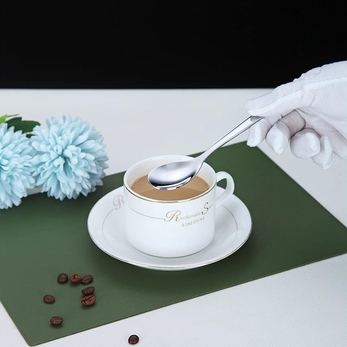 Demitasse Espresso Mini Spoons, 5.5'' Stainless Steel, Set of 6, Dishwasher Safe (Silver) image number 4