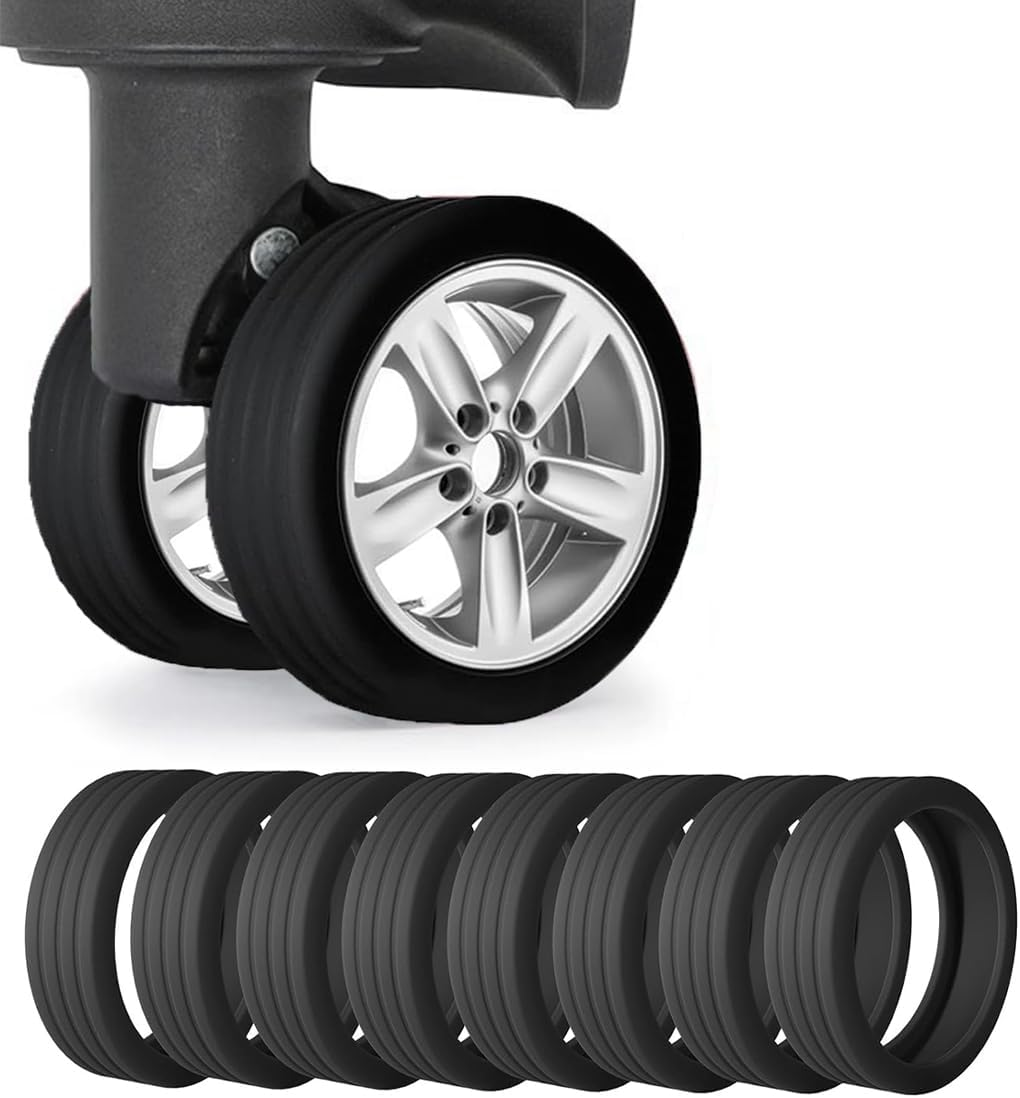 GGUFAY Pack of 8 Silicone Luggage Wheels Cover Luggage Roll Protector Silicone Wheel Cover Suitcase Wheels Protector for Most Luggage image number 4