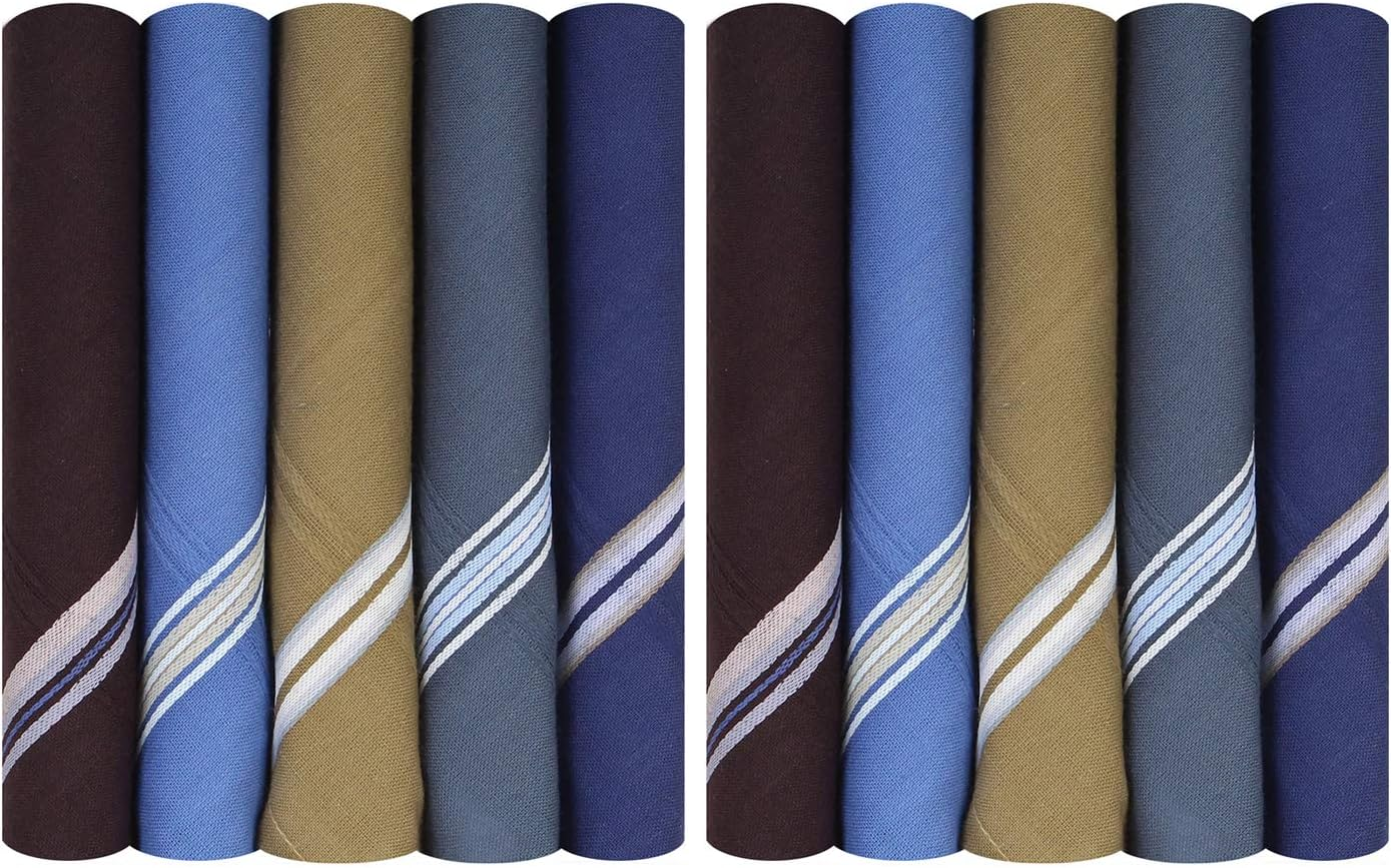 Caruso Italy Men'S Premium 100% Pure Cotton Handkerchief Colored Border - (46X46 Cm)