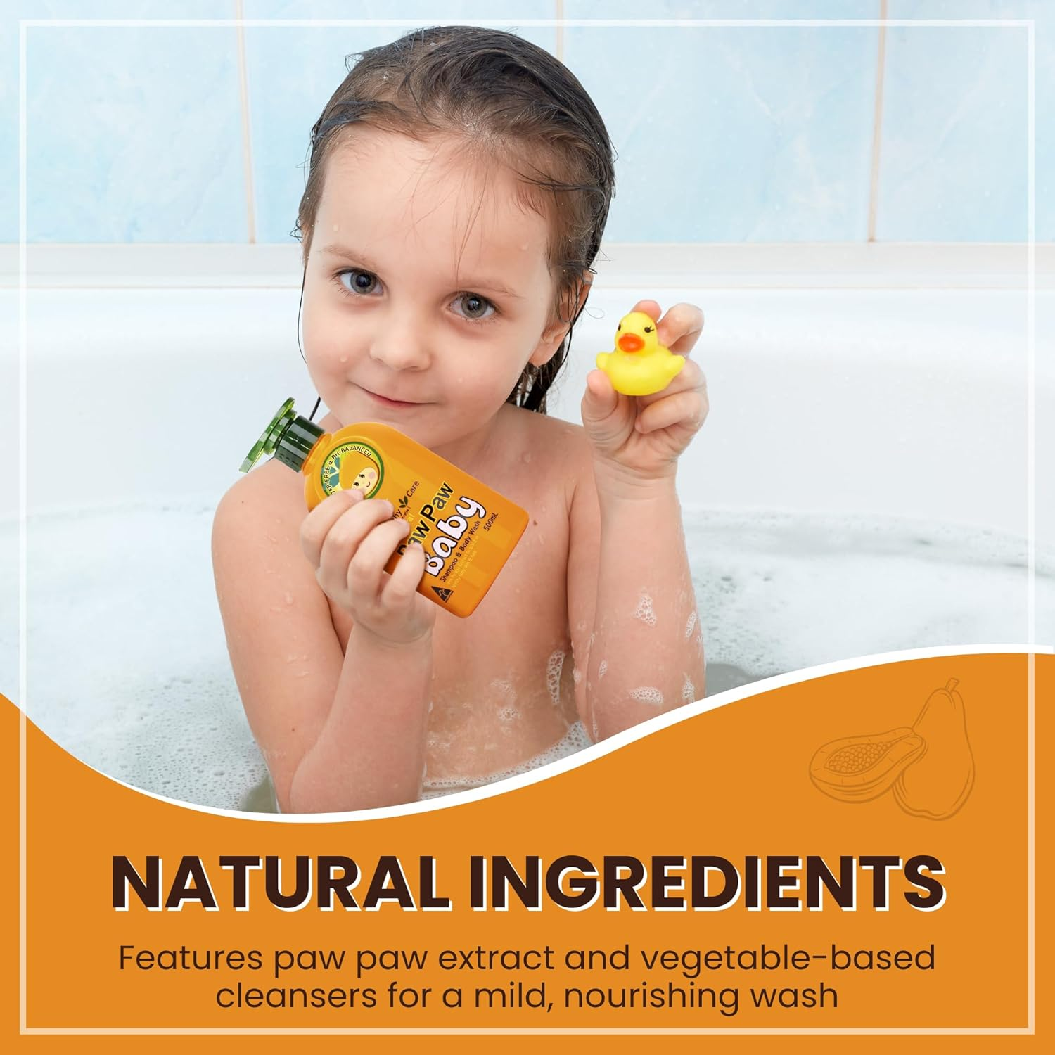 Healthy Care Natural Paw Paw Baby Shampoo & Body Wash - Organic Shampoo for Soft, Healthy Skin & Hair - All Natural Ingredients - 500 Ml image number 1