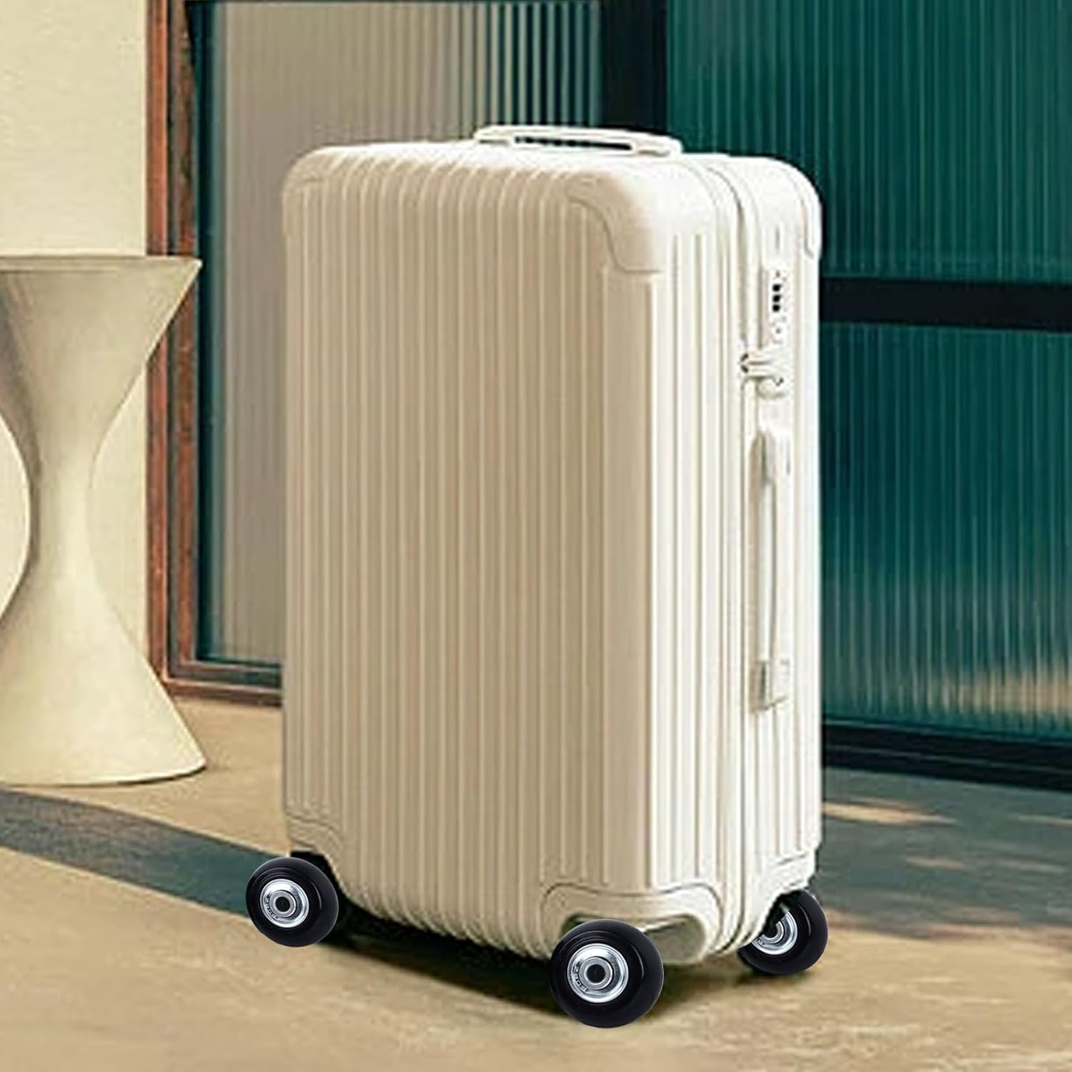 Luggage Wheels, 2Pcs Mute Suitcase Replacement Wheels, Flexible 360 Spinner 40Mm 50Mm Case Wheels, Universal Rubber Swivel Trolley Casters, Bearings Repair Tools for Caster Board image number 2