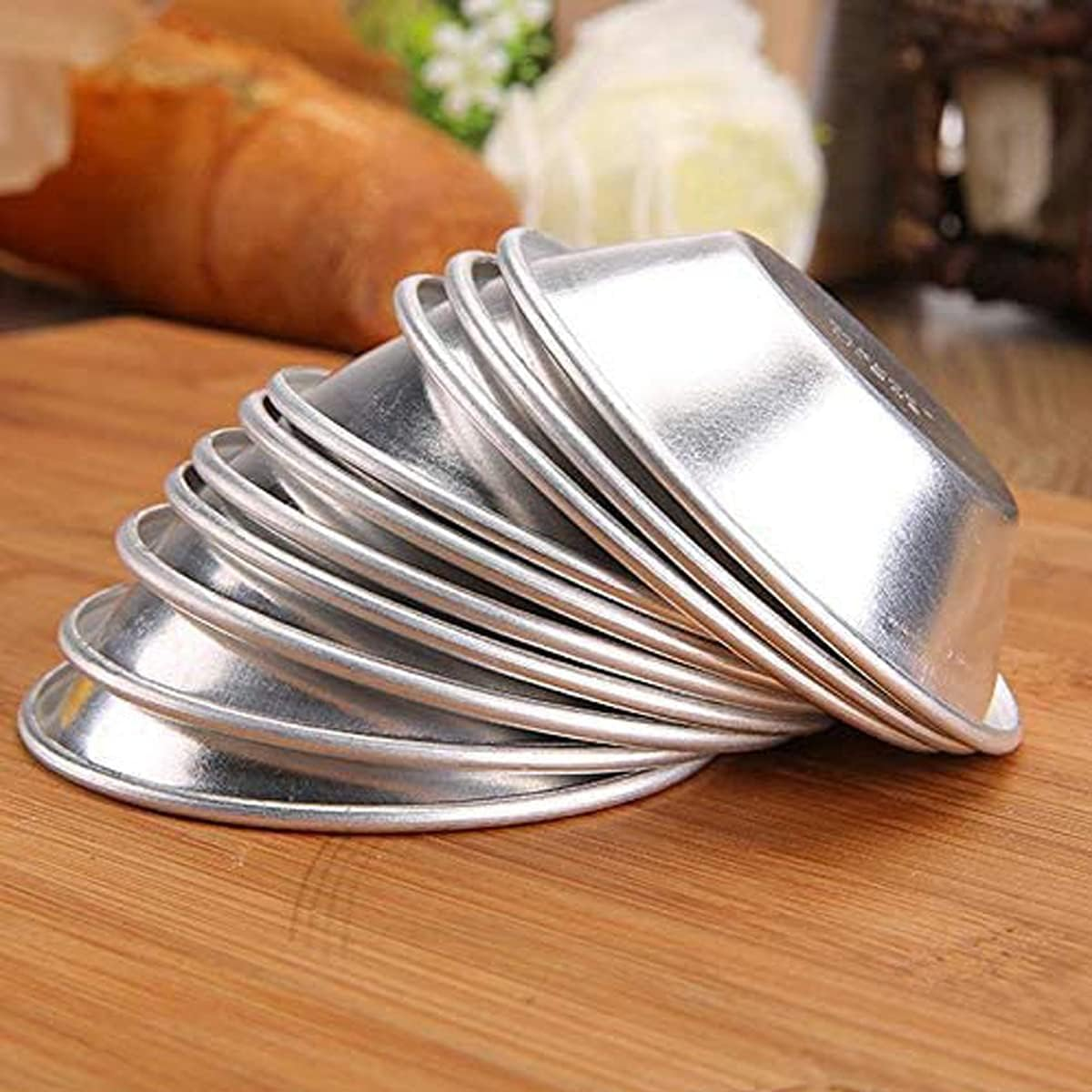 (25 Pieces Egg Tart Moulds) - 25 Pieces Egg Tart Moulds Tiny Pie Tartlets Dessert Mould Pans Tin Puto Cup Bakeware Cake Cookie Mould, round Resuable Nonstick (Aluminium) image number 2