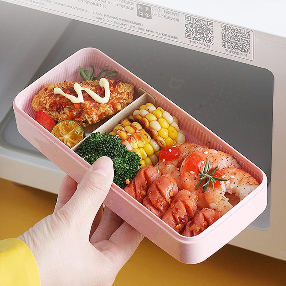 Iteryn Bento Adults Lunch Box, Stackable Bento Box, 3-In-1 Compartment - Wheat Straw, Leakproof Bento Lunch Box Meal Prep Containers