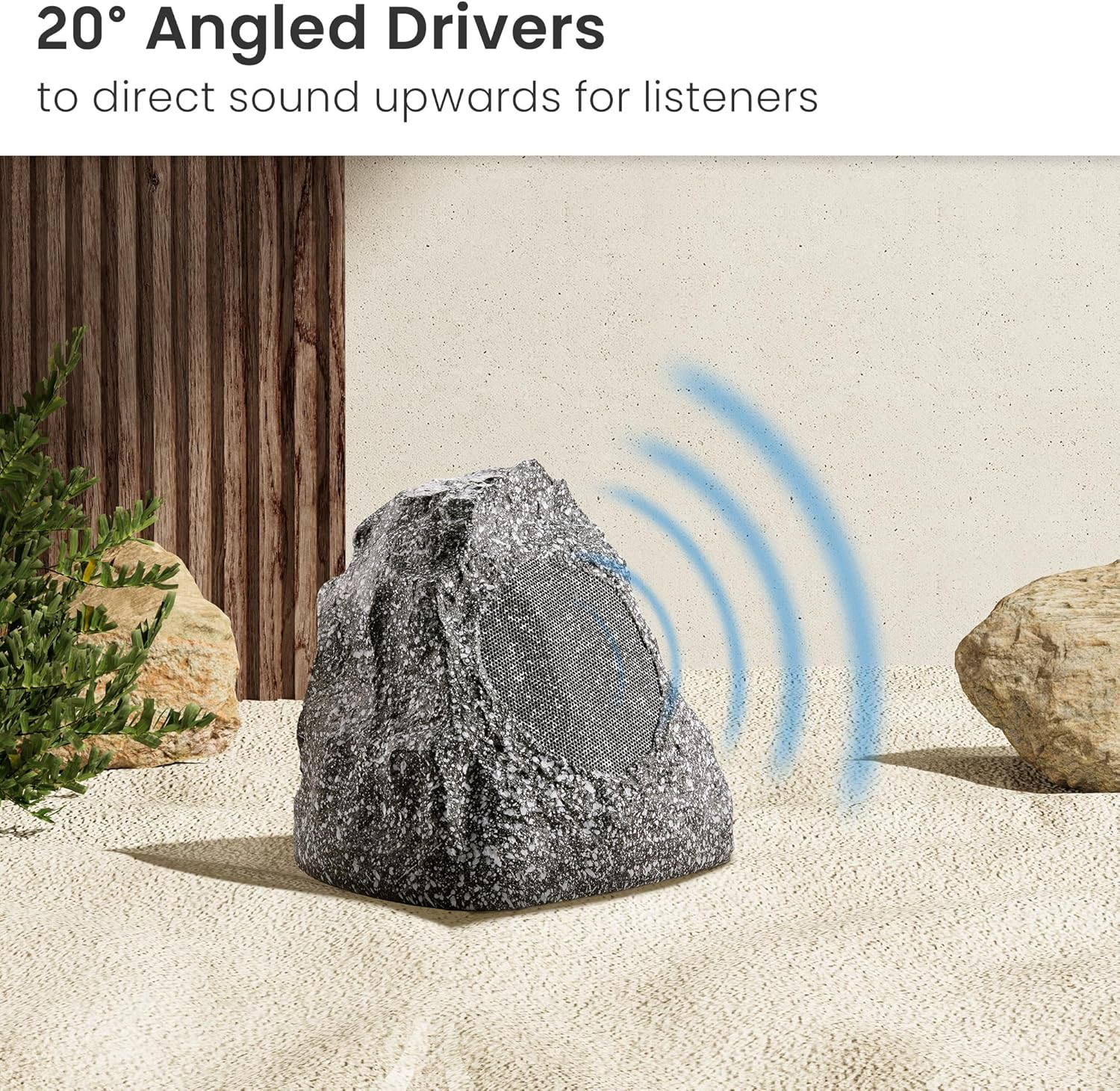 (Set of 4) of New Outdoor Garden Waterproof Granite Rock Patio Speakers 4R4G