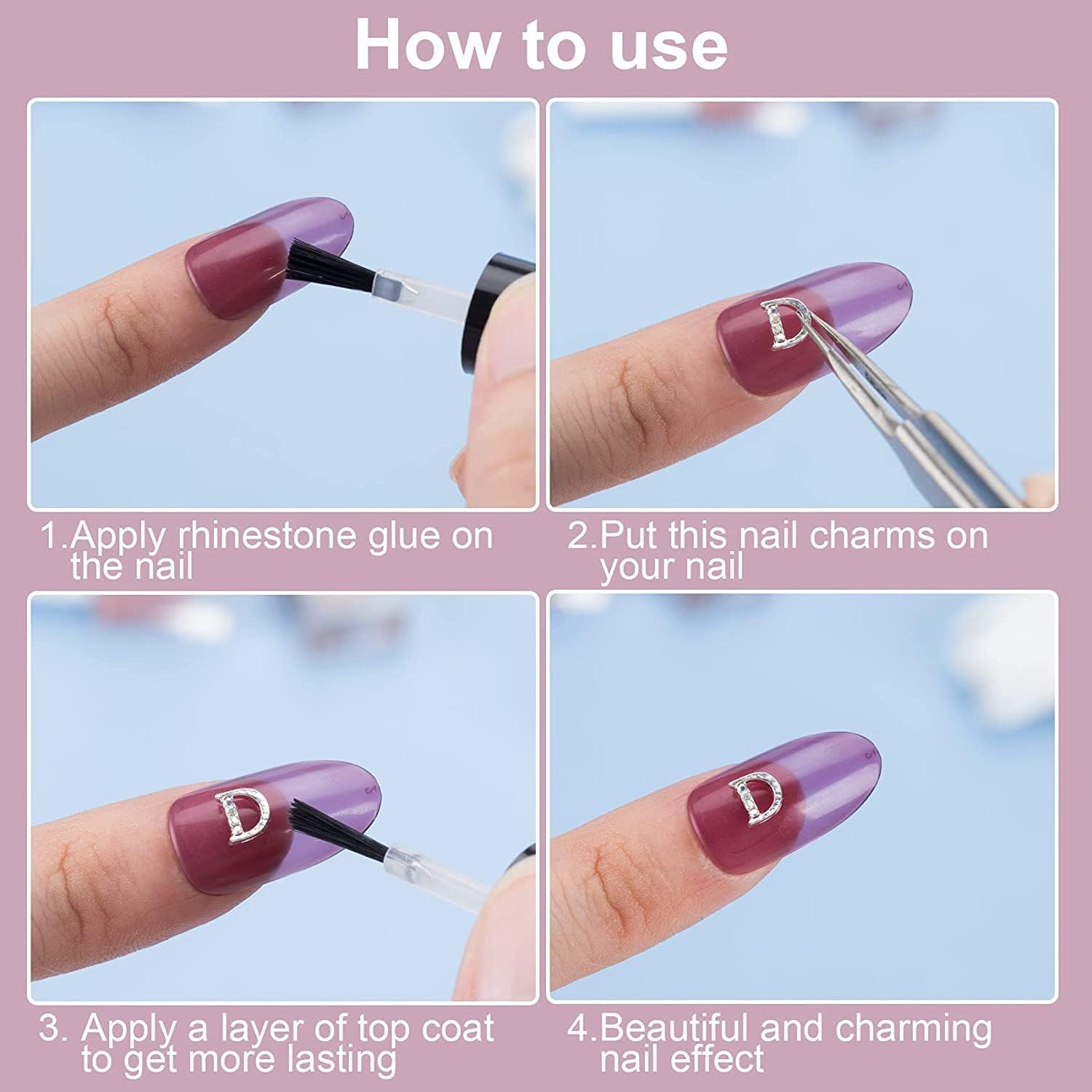 52Pcs Silver Letters Nail Stud Alloy Rhinestone +5Pcs 3D Dollar Sign Capital Letters Nail Studs Money Nail Art Alphabet Nail Charms Art for Acrylic Nails Bling Jewels Making Crafts DIY Manicure - B-Golden 57Pcs image number 4