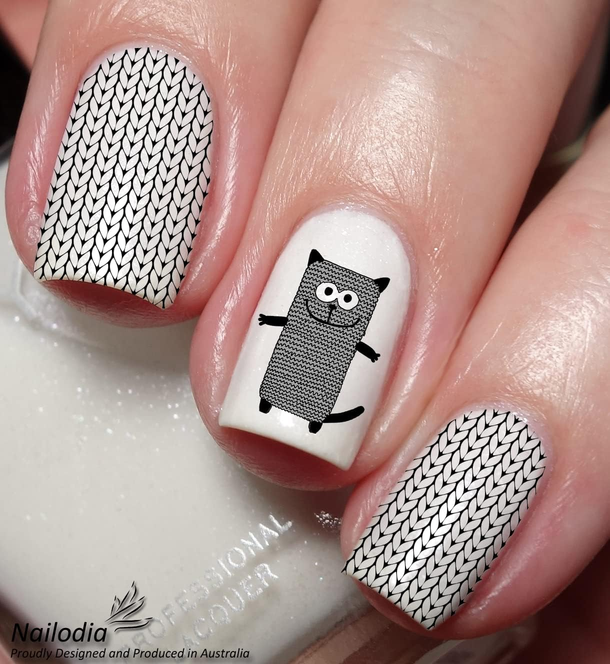 Knitting Cat & Wool Ball Nail Art Decal Sticker image number 5
