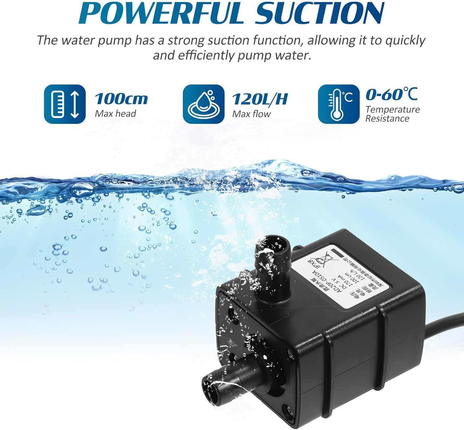 UPKOCH USB Mini Submersible Water Pump for Aquarium Fish Tank Portable Pet Fountain Pump with Multi-Function Oxygenation Filtration and Water Circulation Plastic Overheat Protection image number 1