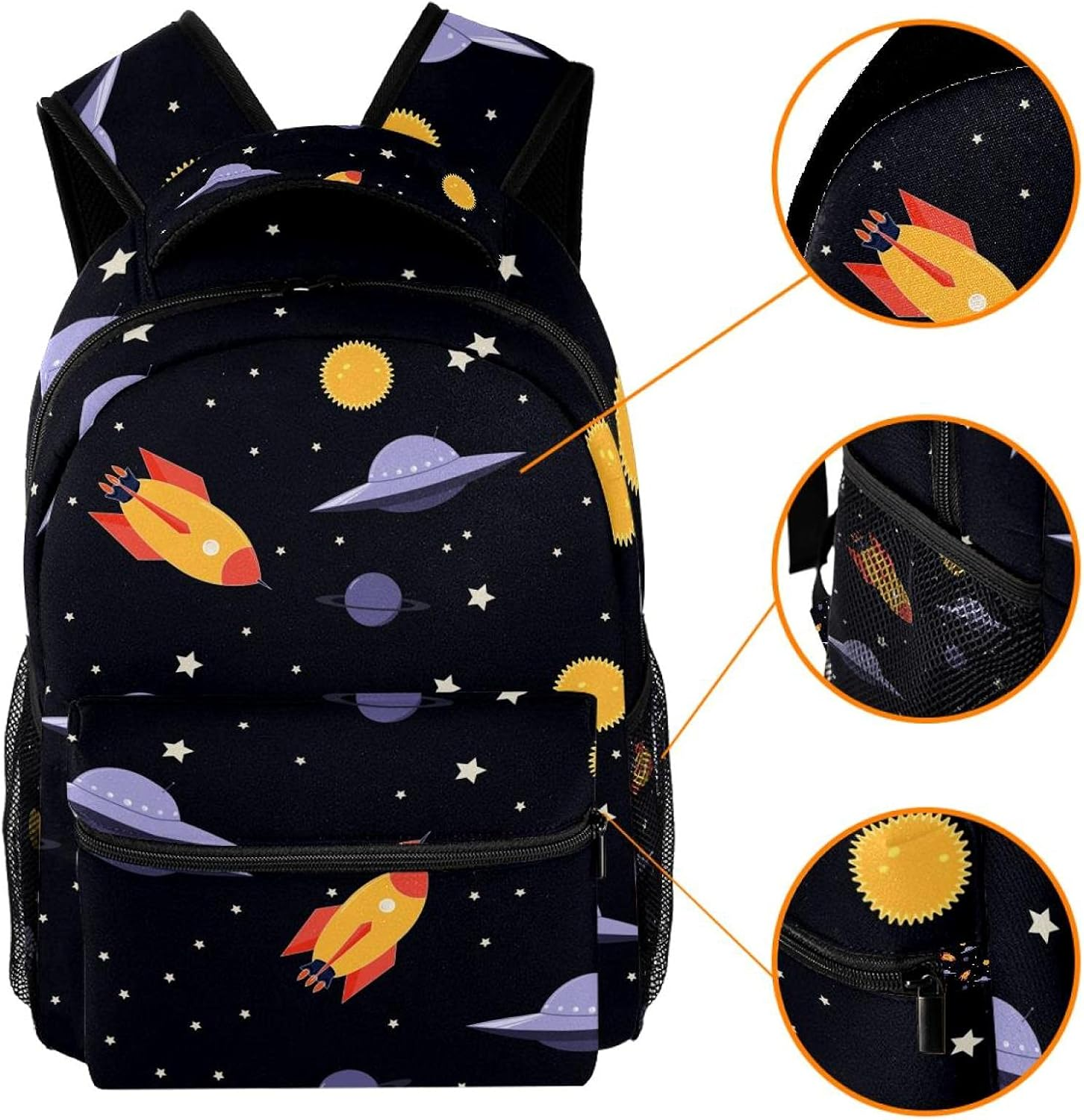 Cosmos Rockets Spaceships Ufos Backpack Students Shoulder Bags Travel Bag College School Tote Backpacks image number 2