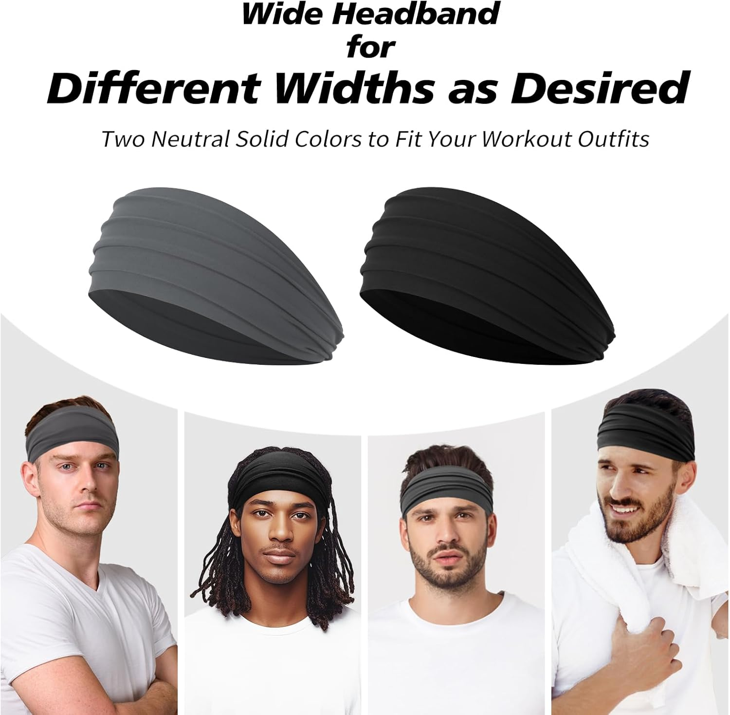 Sweat Hair Bands for Men Non Slip,Men'S Sports Headbands,8 Pieces image number 6