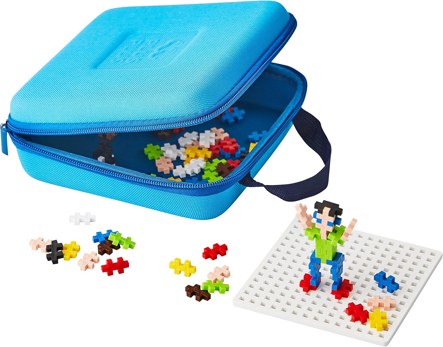 Plus-Plus Building Block 100-Pieces Set in Blue Travel Case image number 2