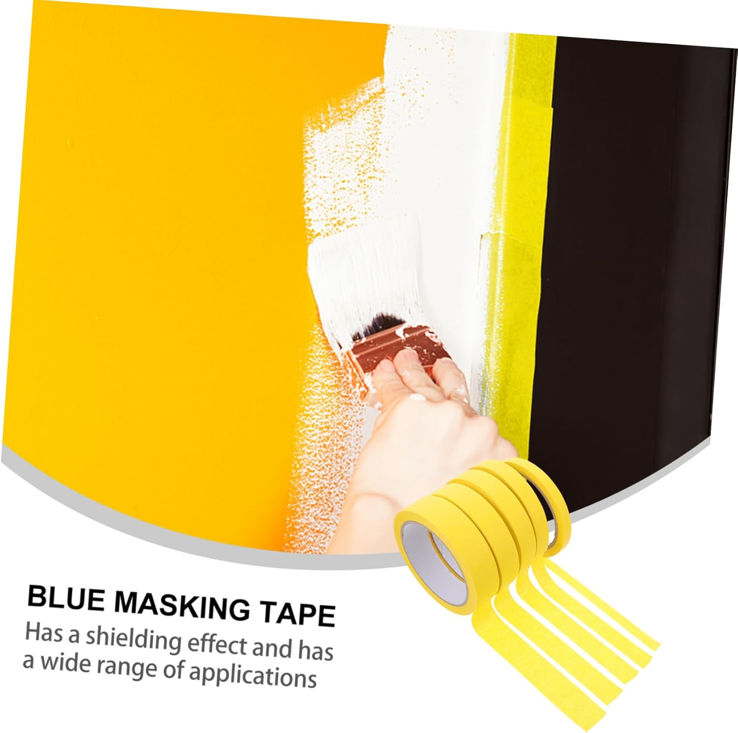 5Rolls Car Tape Masking Tape for Painting Yellow Paper Easy Peel Adhesive Masking