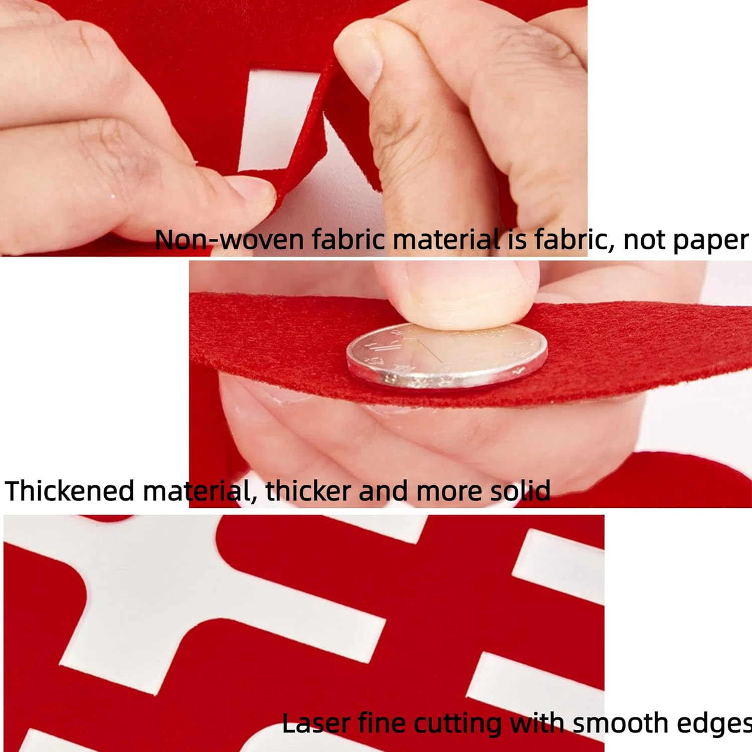 Hannafires 47Inch Large 'Double Happiness' Wall Decoration - Special Wedding Party Decorations, Living Room and Bridal D&eacute;cor, Fabric Materia, Chinese Wedding, Meaning Infinite Happiness image number 1