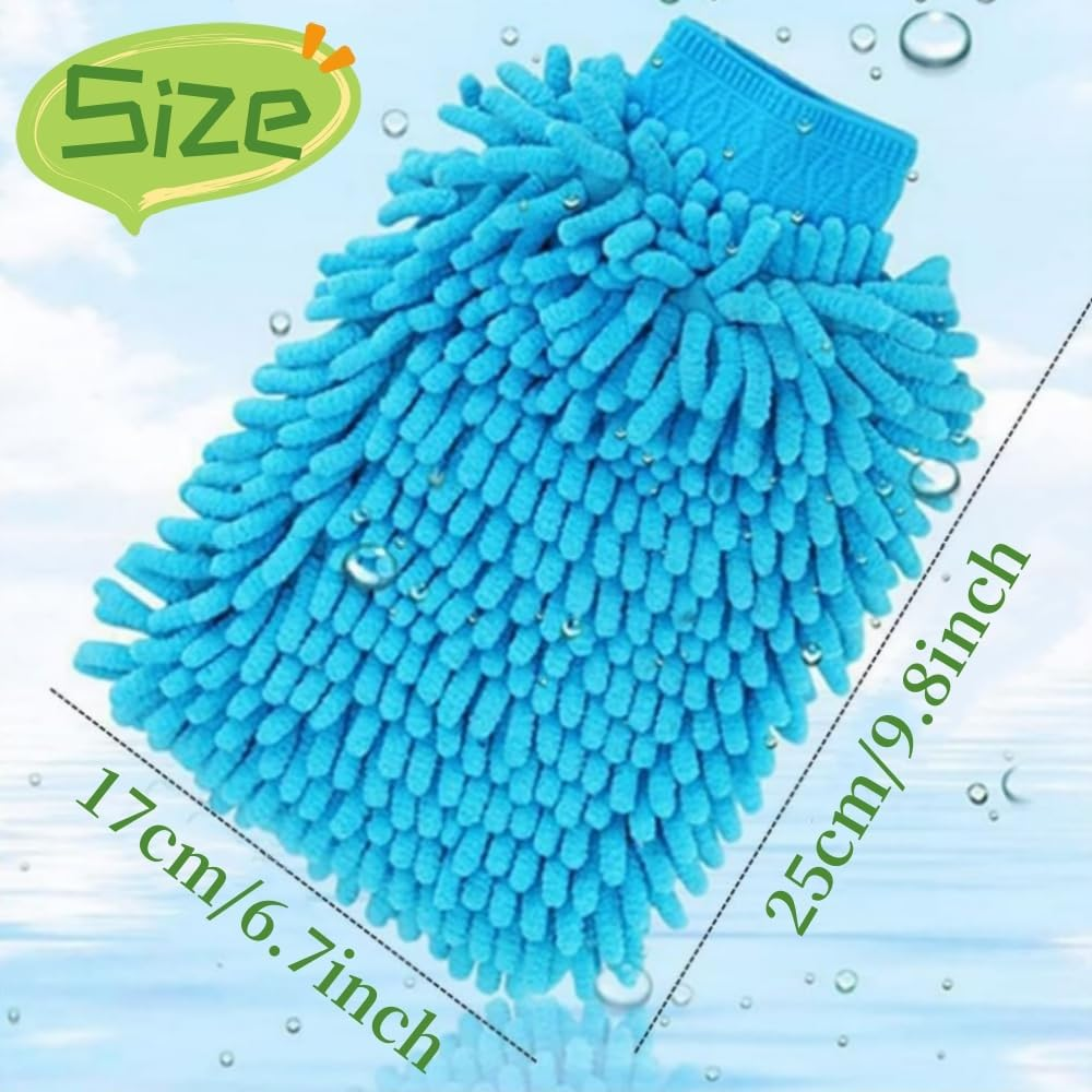 FUNNTY 2PCS Car Wash Mitt,Scratch-Free Car Wash Mitt,Microfiber Wash Mitt, Double-Sided Car Washing Gloves,For Car, Truck, SUV and More(Blue & Yellow) image number 2