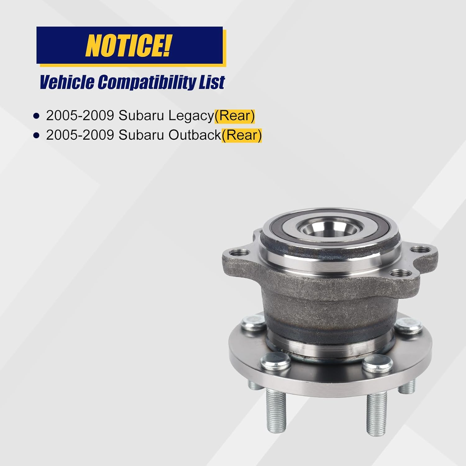 KUSATEC 512293 Rear Wheel Bearing Hub Assembly for 2005-2009 Subaru Legacy 2005-2009 Subaru Outback, M12X1.25 image number 2