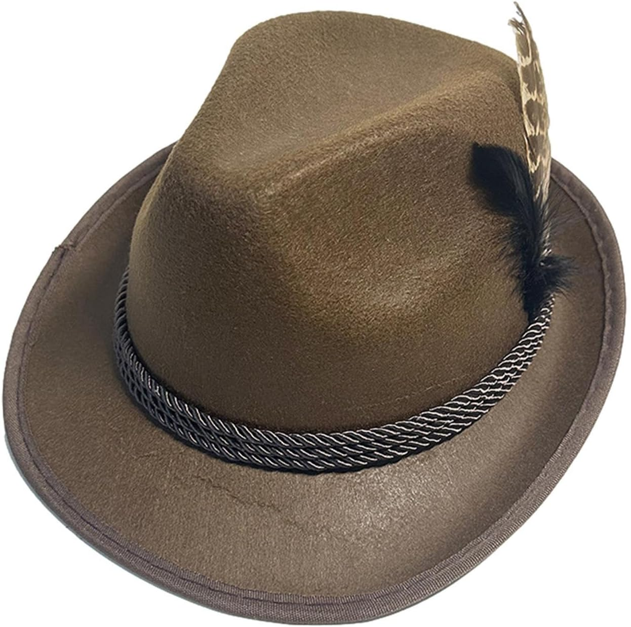 German Oktoberfest Bavarian Hat, Men Alpine Fedora, Oktoberfest Soft Hat with Feathers | Party Costume with Alpine for Adult | Bavarian Hats image number 6